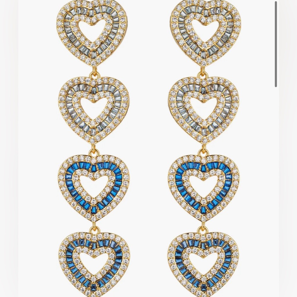 Eye Candy Los Angeles Willow Hearts 18K Plated CZ Drop Earrings